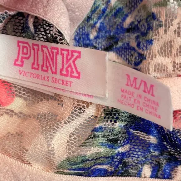 Pink Victoria's Secret Floral Lace High Neck Push Up Bralette MEDIUM - Picture 4 of 4